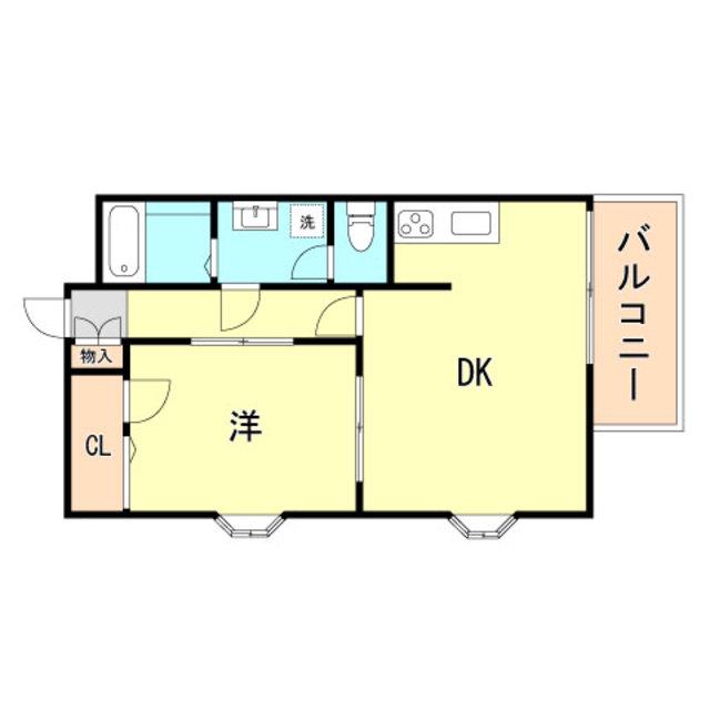 レディースゴールドハイツ(1DK/2階)の間取り写真