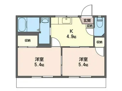 ハイツプラネット(2K/1階)の間取り写真