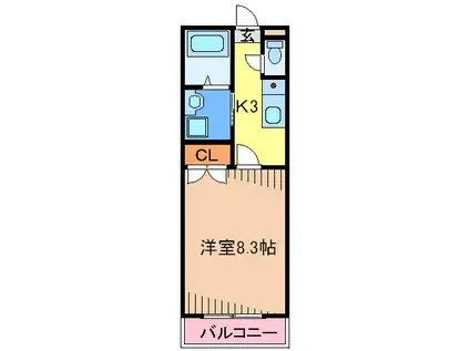 MYS三苫(1K/1階)の間取り写真