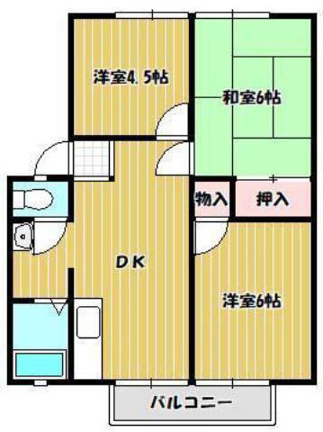 パナハイツドリーム坂出A棟(3DK/2階)の間取り写真