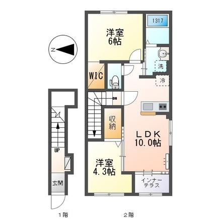 エクセレント(2LDK/2階)の間取り写真