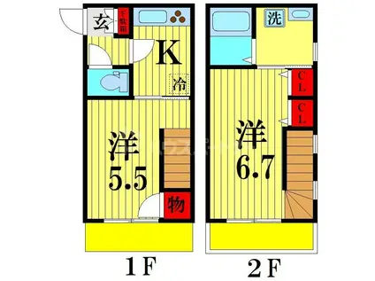 アプレット南流山(2K/1階)の間取り写真