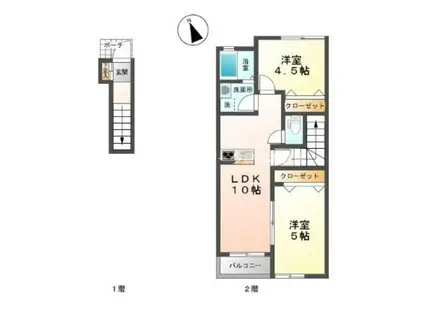 リバーサイド藤田B(2LDK/2階)の間取り写真