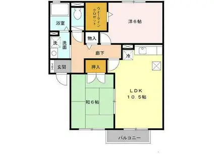 ラフィーネ結崎(2LDK/1階)の間取り写真