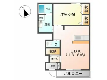 メゾン・アンソレイユ(1LDK/1階)の間取り写真