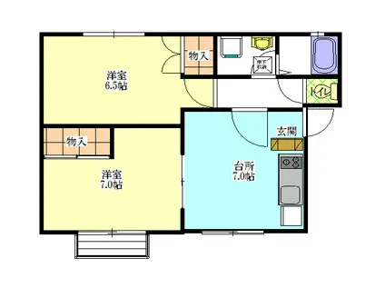 エスポワールタウンII(2DK/2階)の間取り写真