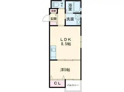 T-REGNO羽犬塚(1LDK/2階)の間取り写真