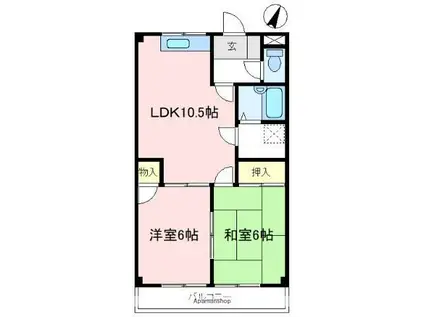 サンライフ片岡(2LDK/2階)の間取り写真