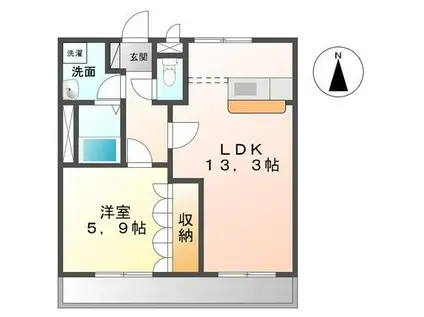 ラフォーレ木太(1LDK/1階)の間取り写真