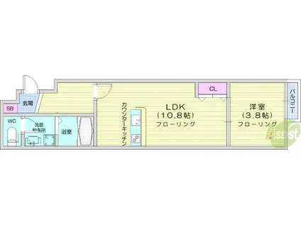 QUARTER富沢(1LDK/3階)の間取り写真