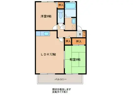 ベルデュール166(2LDK/1階)の間取り写真