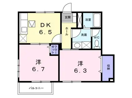 ブルックハイツIII(2DK/1階)の間取り写真