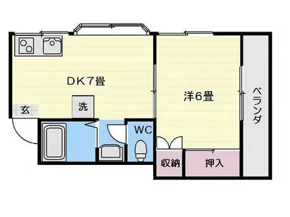 ベルメゾン吉野(1DK/1階)の間取り写真