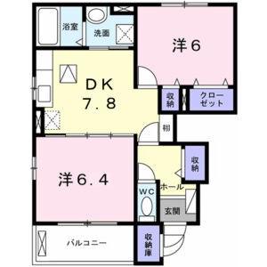 ポラリスIII(2DK/1階)の間取り写真