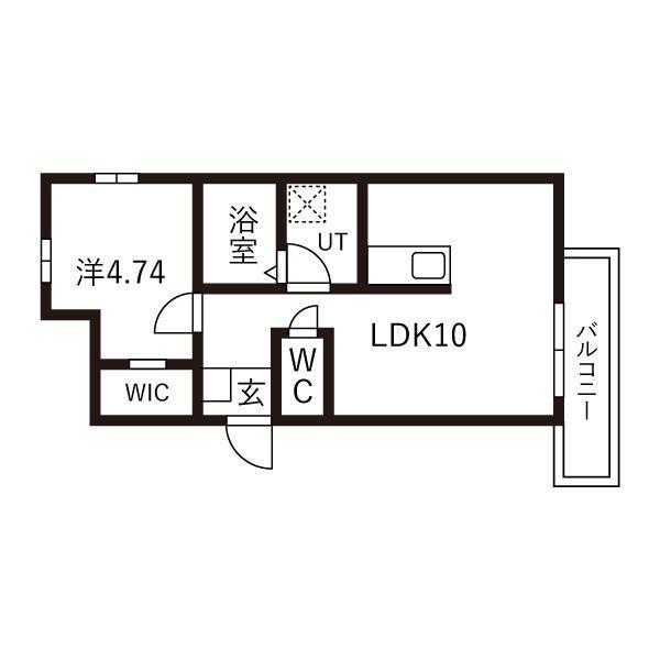 青葉と春色のフェリーチェ(1LDK/2階)の間取り写真