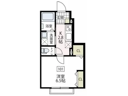 メイシェノン(1K/1階)の間取り写真