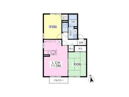 パン・メゾン・アリビオ(2LDK/2階)の間取り写真