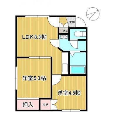 ドリームハイツ(2DK/2階)の間取り写真