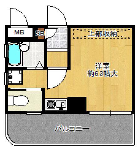 ライオンズマンション東町(ワンルーム/4階)の間取り写真
