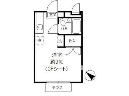 リヴェール高井戸(ワンルーム/1階)の間取り写真