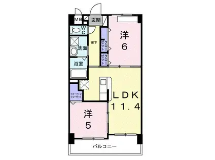 コンフォート フィールド(2LDK/1階)の間取り写真