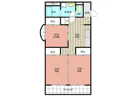 アテイン門司(3DK/5階)の間取り写真