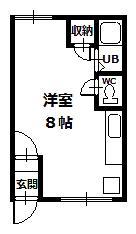 グリーンハイツ B(ワンルーム/2階)の間取り写真