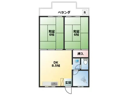 メゾン嘉数(2LDK/1階)の間取り写真