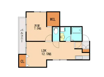 アドバンス那珂川2(1LDK/1階)の間取り写真