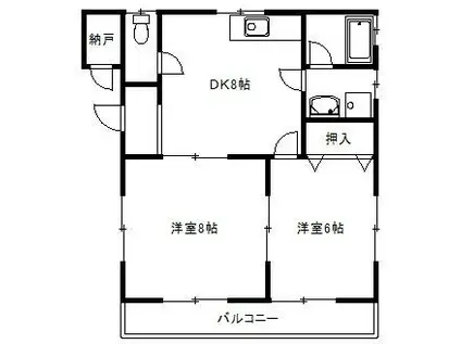 SSSハイツ B棟(2DK/2階)の間取り写真