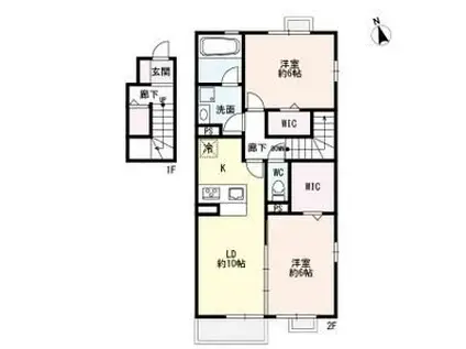 ボンセジュール(2LDK/2階)の間取り写真