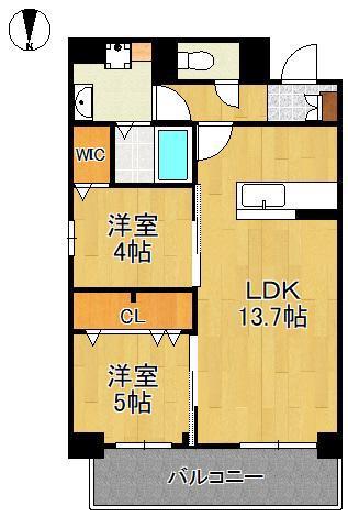 MYS CASETTA KOKURA -ミースカセッタ小倉-(2LDK/11階)の間取り写真