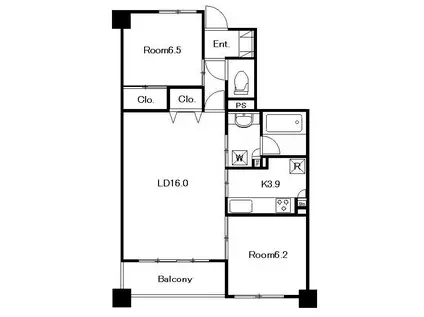 サーパス思案橋通(2LDK/15階)の間取り写真