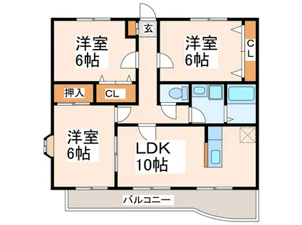 インペリアル山本(3LDK/1階)の間取り写真