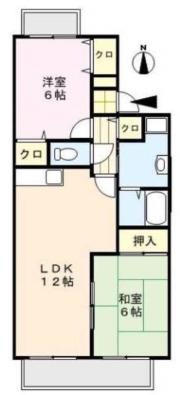 アフローテ山川(2LDK/2階)の間取り写真