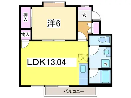 ハイム浜浦(1LDK/2階)の間取り写真