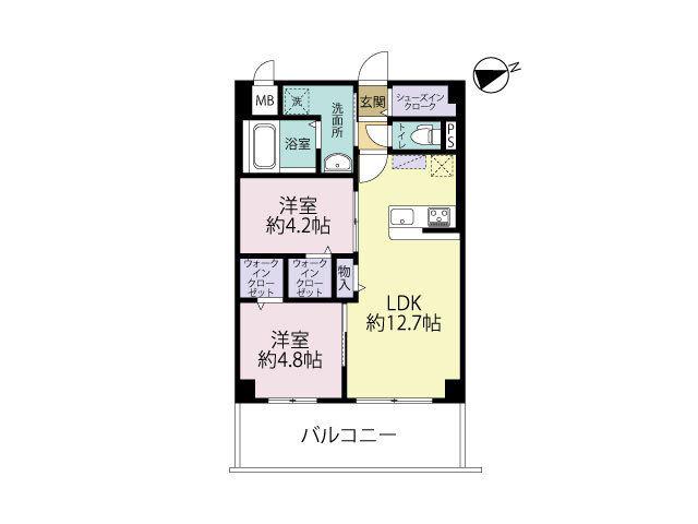 エルグランド久留米(2LDK/5階)の間取り写真