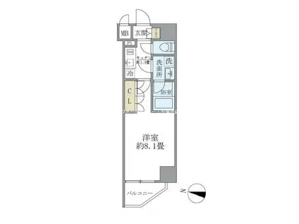 アルファサイト御茶ノ水(1K/6階)の間取り写真