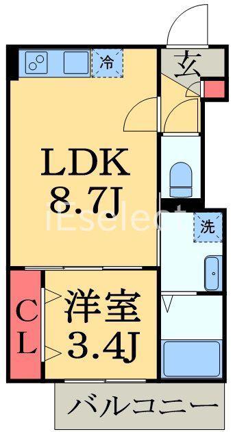 ECLAT蘇我(1LDK/3階)の間取り写真