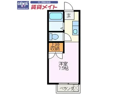 グリーンハイツ(ワンルーム/2階)の間取り写真