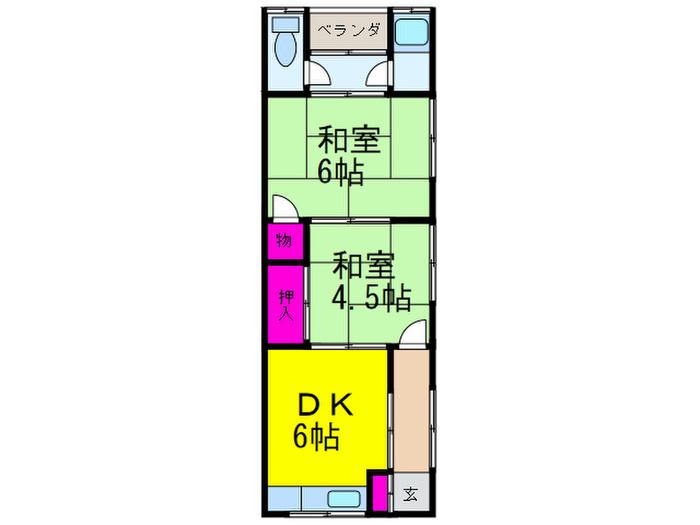 清水ハイツ(2DK/2階)の間取り写真