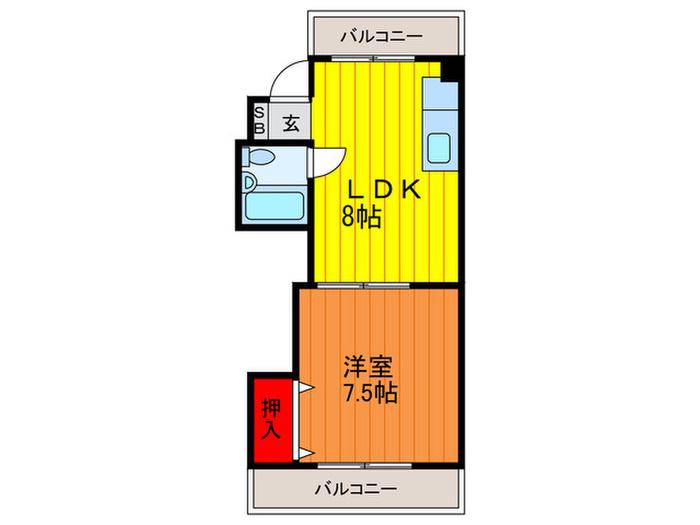 ミツヤマンション(1LDK/3階)の間取り写真