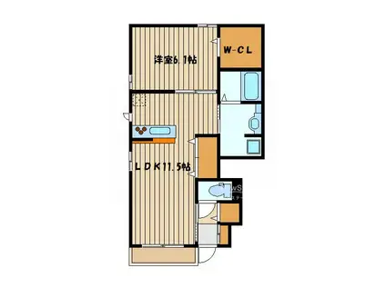 バイト263(1LDK/1階)の間取り写真