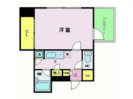 パレステュディオ銀座一丁目(1K/2階)の間取り写真