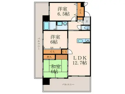 サンシャイン長崎街道黒崎 (3LDK/4階)の間取り写真