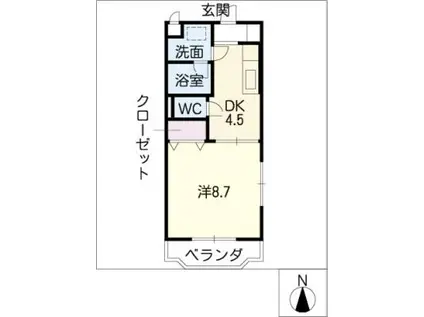 アンダルシア(1DK/3階)の間取り写真