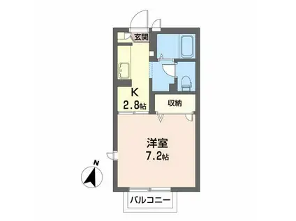 アヴニール北仙北II(1K/2階)の間取り写真