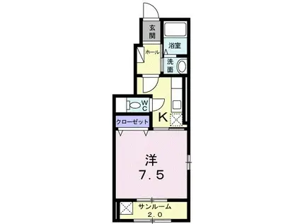 シャイン・ヴィレッジA(1K/1階)の間取り写真