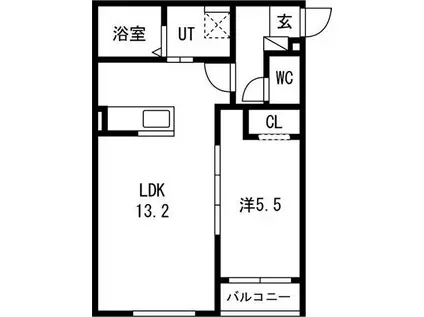 日の出3丁目AP(1LDK/1階)の間取り写真
