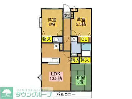 八千代TYプラザB(3LDK/3階)の間取り写真